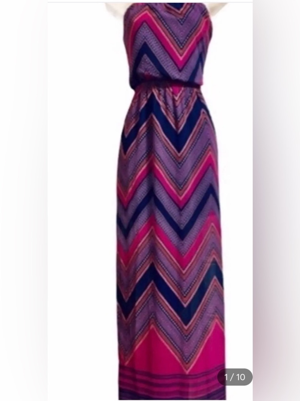 The Limited Chevron Maxi Dress in Pink & Navy